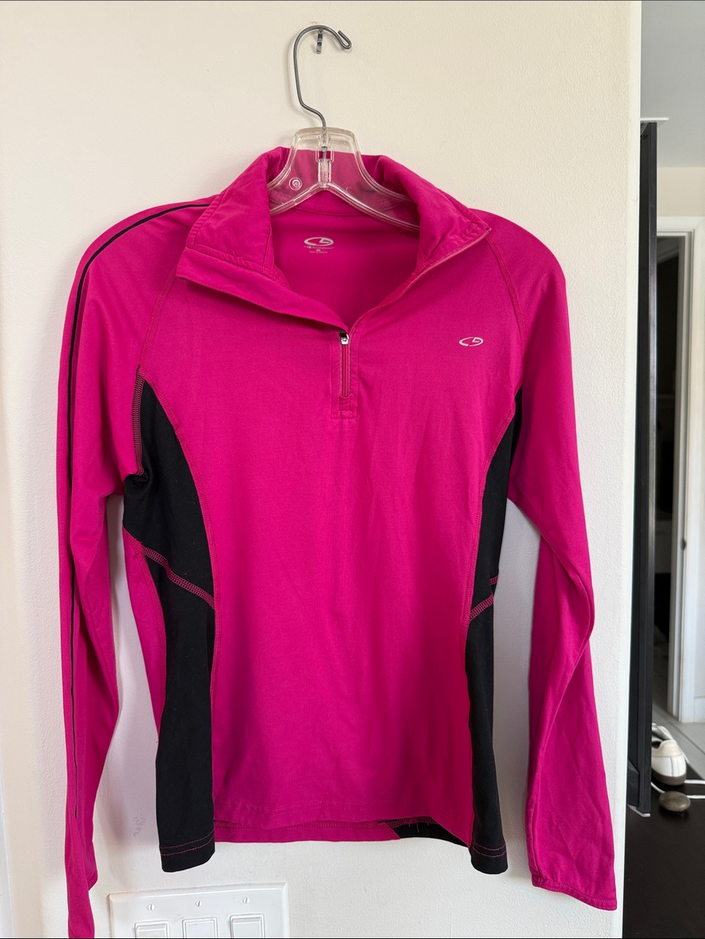 Champion Pink and Black Long Sleeve Quarter-Zip Athletic Top